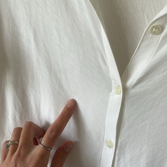 Eileen Fisher Organic Cotton Button Up Blouse Top W’s M White Basic Essential - Picture 11 of 14